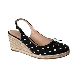 Kate Spade  Wedge Heel Slingback Espadrilles Panama Nights polka dot
